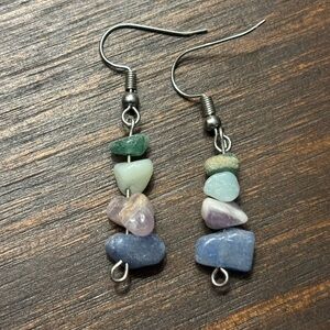 Mixed Gemstone Dangle Earrings - Multicolor